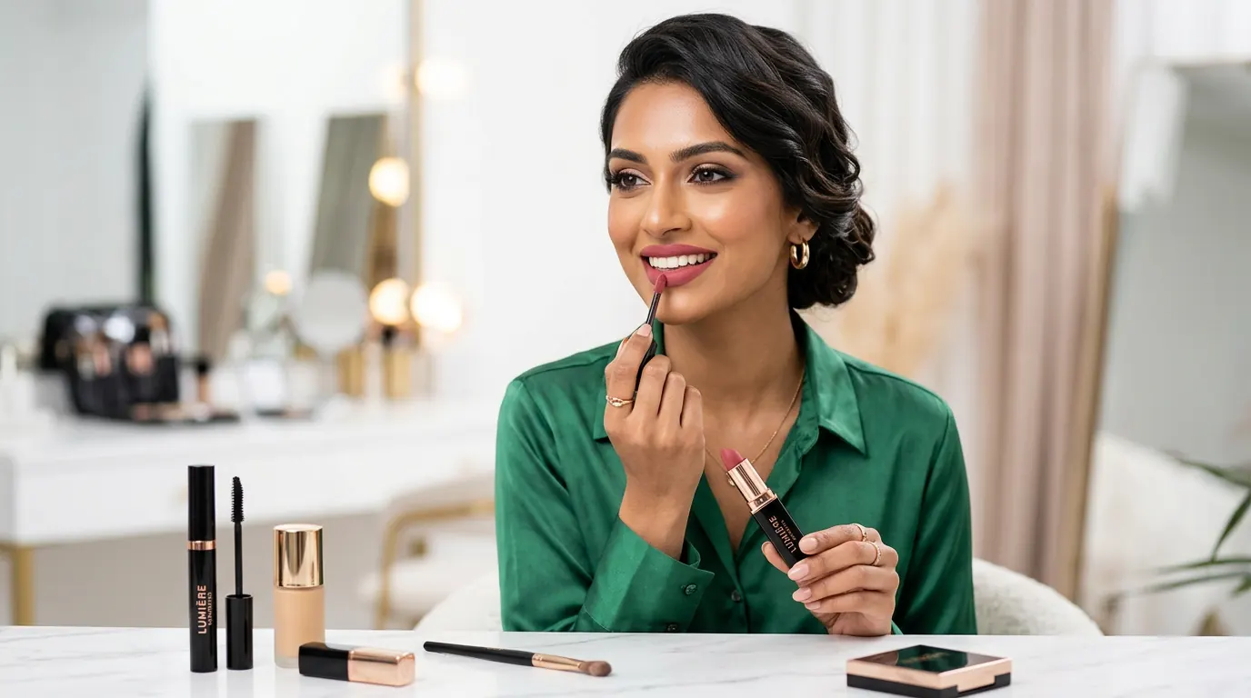 How Beauty Clinics Can Grow Through Influencer Collaborations — Beauty creator applying cosmetics with brand products in the frame