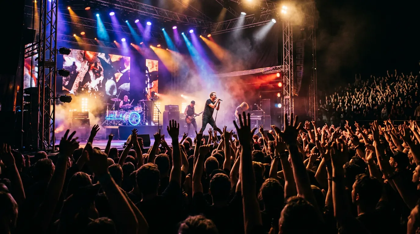 Influencer Marketing Strategies for Hospitality Brands — Live event stage with audience and dramatic concert lighting