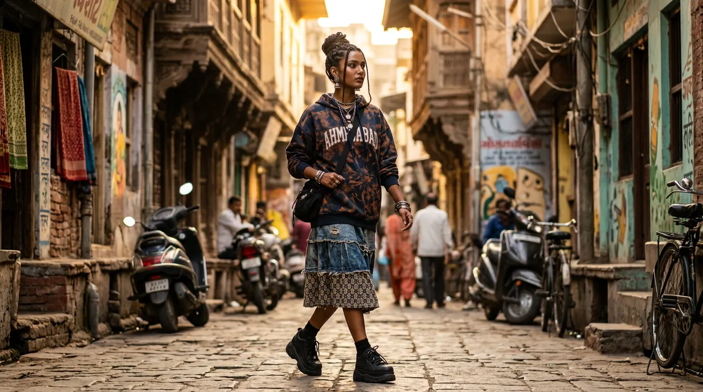 How Fashion Brands Use Influencers to Increase Product Sales — Indian fashion creator modelling an outfit on location in Ahmedabad