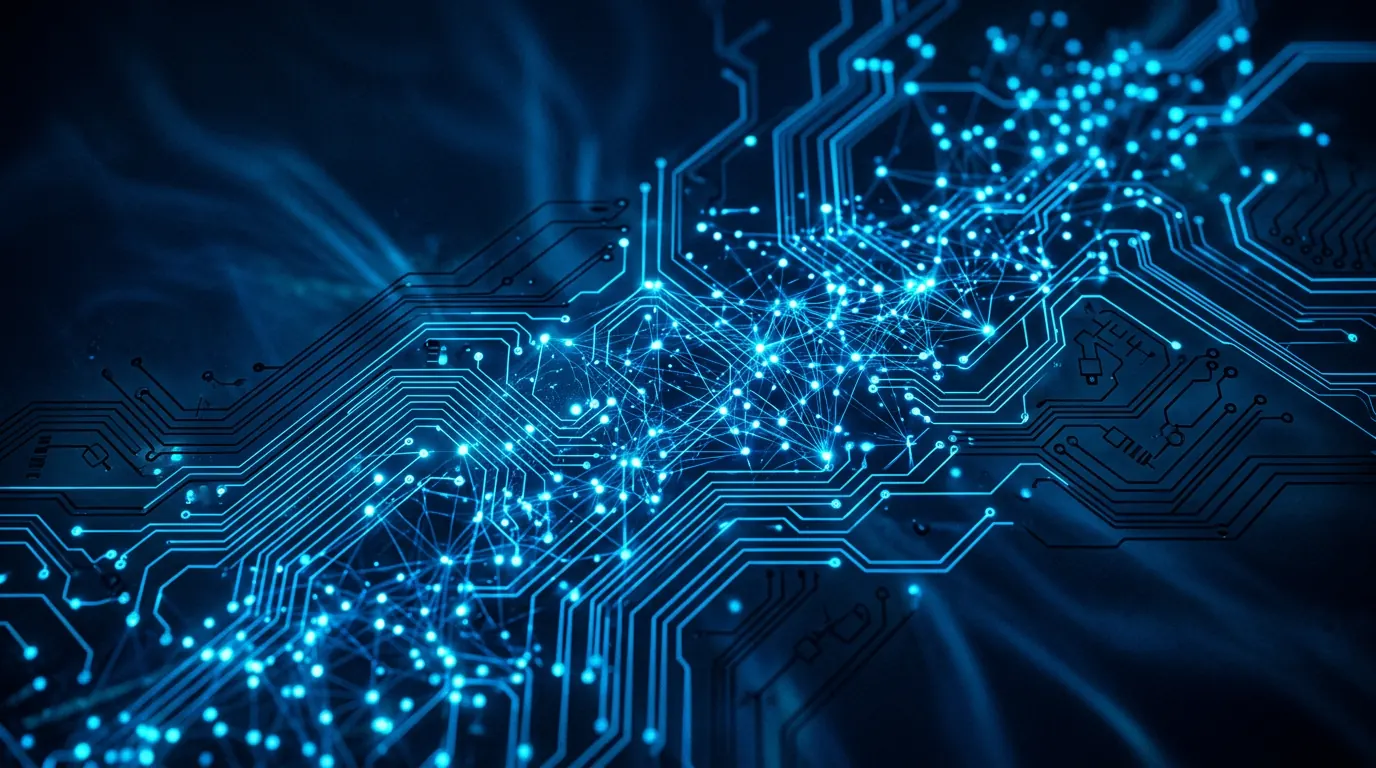 How EV Brands Use Influencers to Educate Consumers (The 70/20/10 EV Education Playbook) — Abstract AI and circuit board visualisation in deep blue tones
