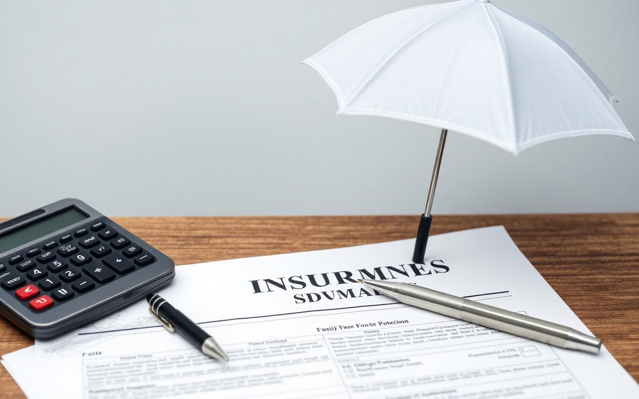 How Insurance Companies Build Awareness Through Influencer Marketing (Without Sounding Like an Ad) — Insurance policy documents with umbrella and calculator on a desk
