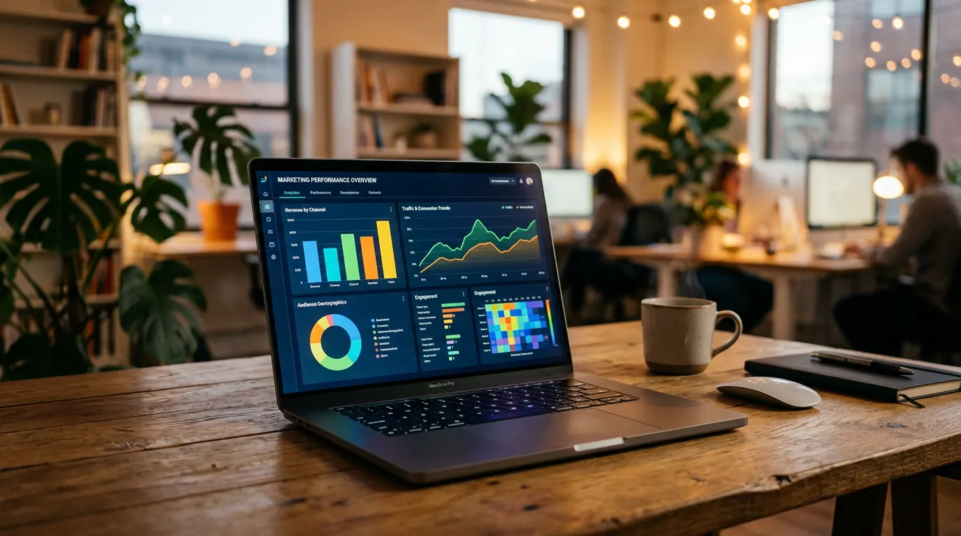 How Ahmedabad Brands Can Generate Leads Through Influencer Marketing — Marketing analytics dashboard showing campaign performance metrics