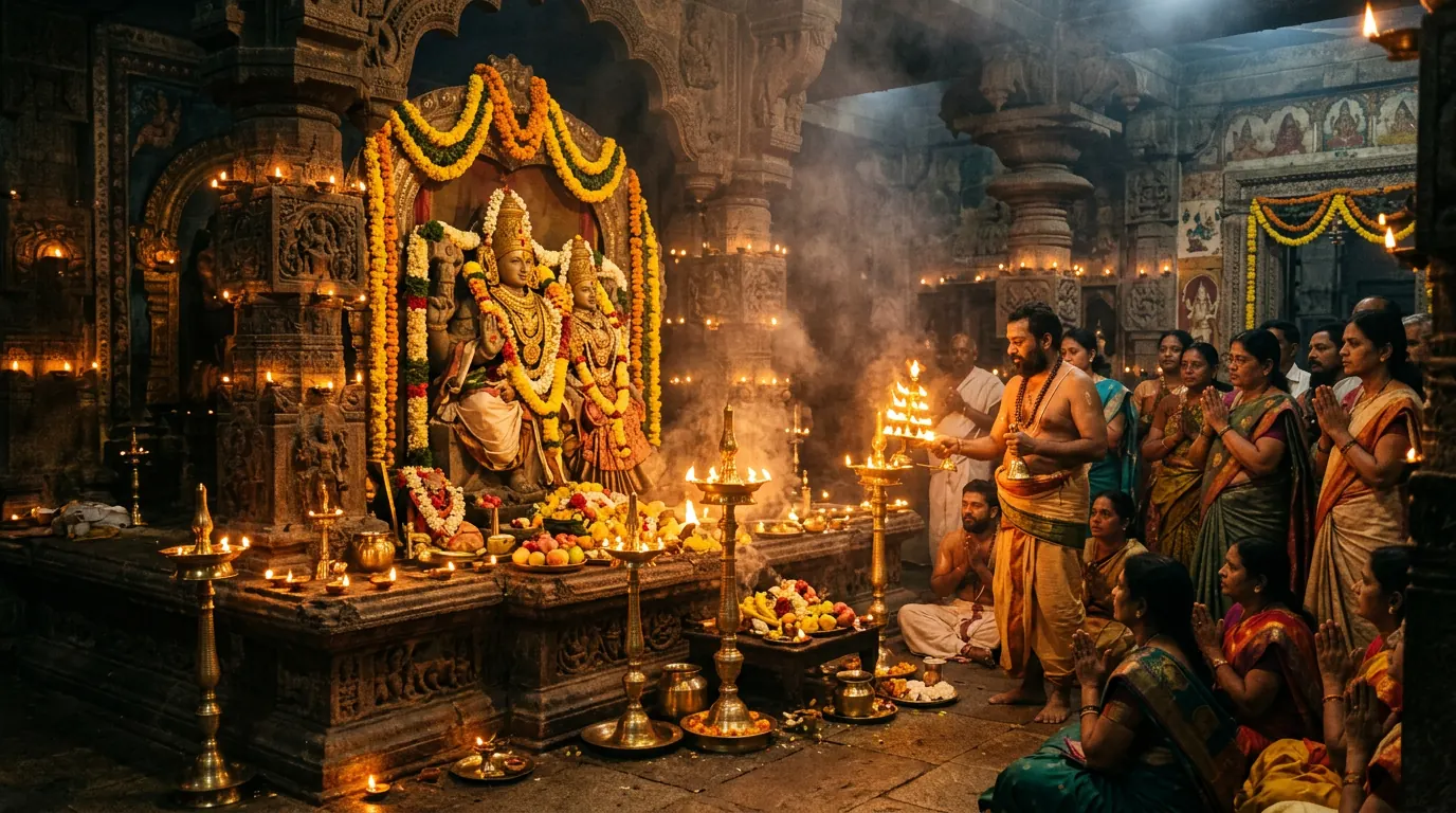 How Spiritual Brands Build Communities Through Content Creators (Devotion-Led Engagement Playbook) — Traditional Indian temple lamps glowing during evening aarti