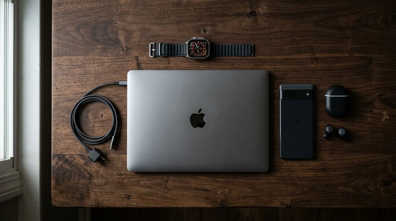 How Tech Brands Use Influencers to Launch New Gadgets (The 2026 Playbook for Indian Markets) — Consumer tech gadgets arranged flatlay style on a desk
