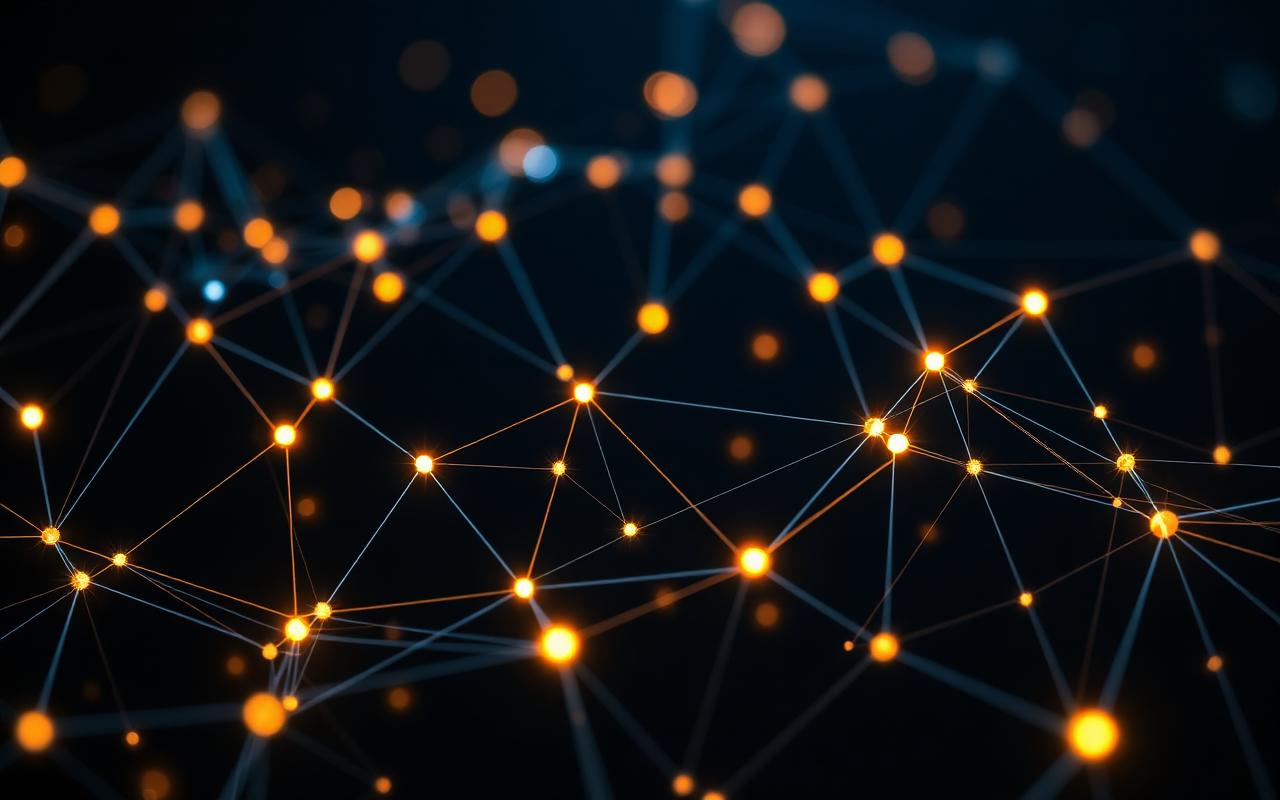 How Web3 Projects Build Communities Through Influencers (Post-2021 Trust Rebuild) — Web3 blockchain network visualisation with glowing nodes on dark background